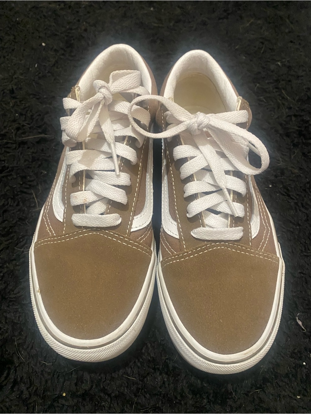 Vans Brown Suede Low-Top Sneakers with White Stripe PLATFORM